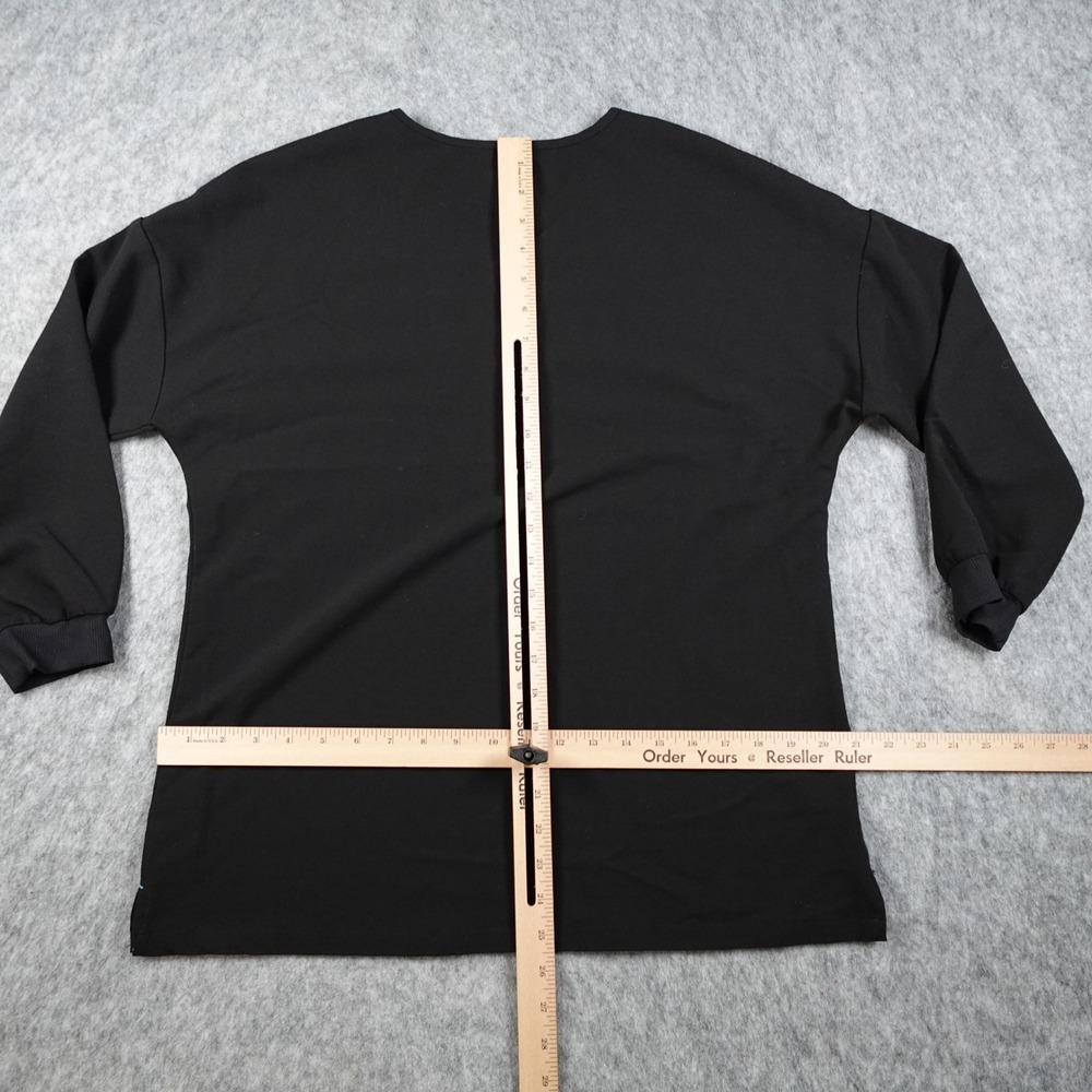 DOLAN Top Women Small Black 2 Pocket Scrub V Neck 3/4 Sleeve Nurse Medical - Picture 9 of 11